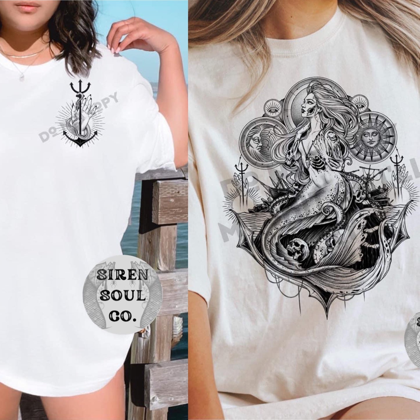 B&W Skellie Mermaid
