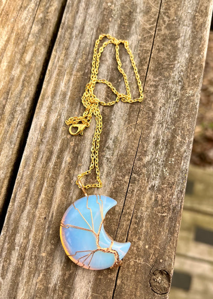 Crystal Moon Wire Necklace- WS