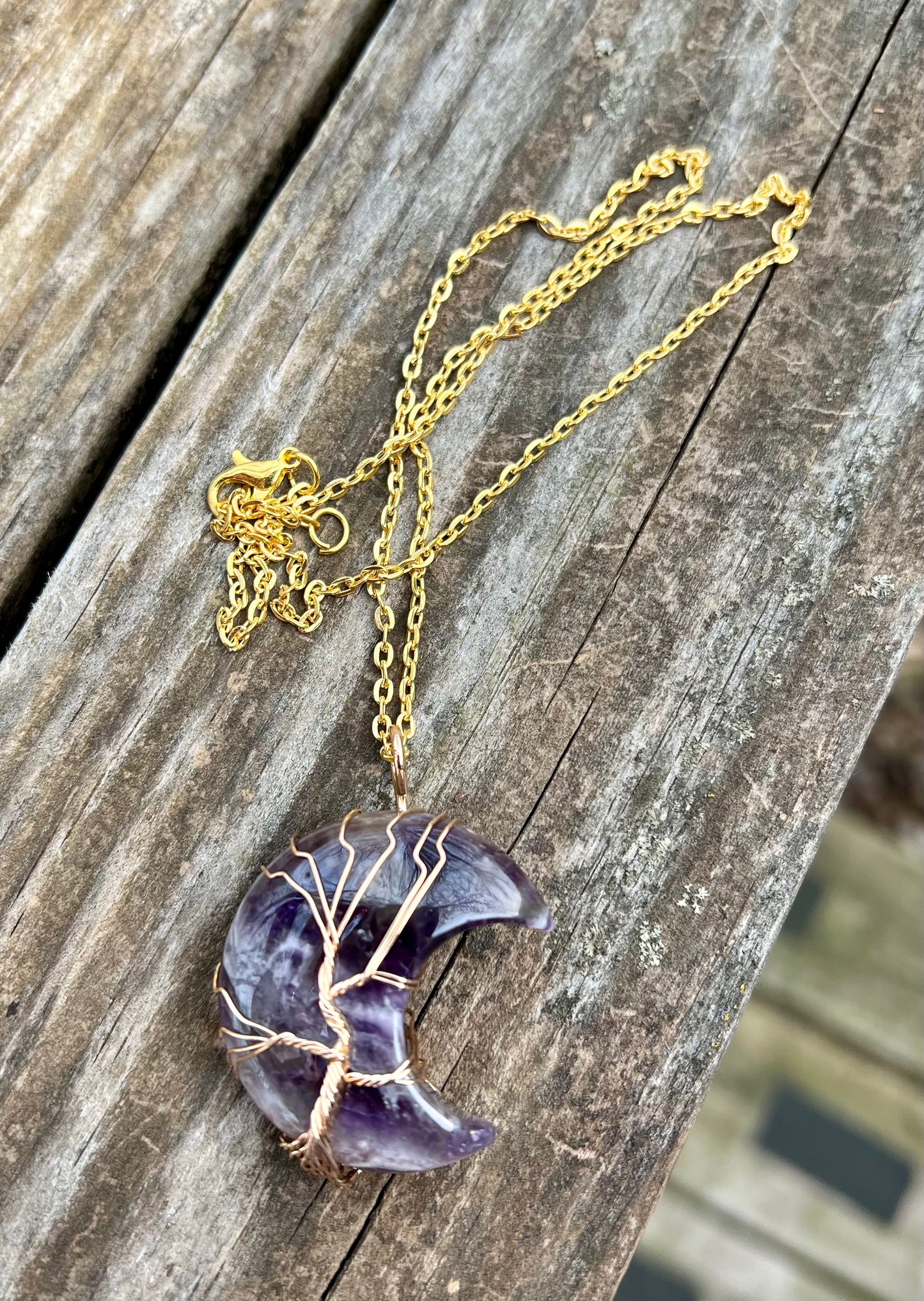 Crystal Moon Wire Necklace- WS