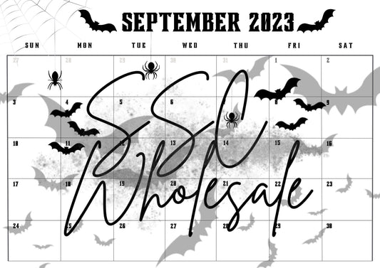 September 2023 Bats Calendar PNG